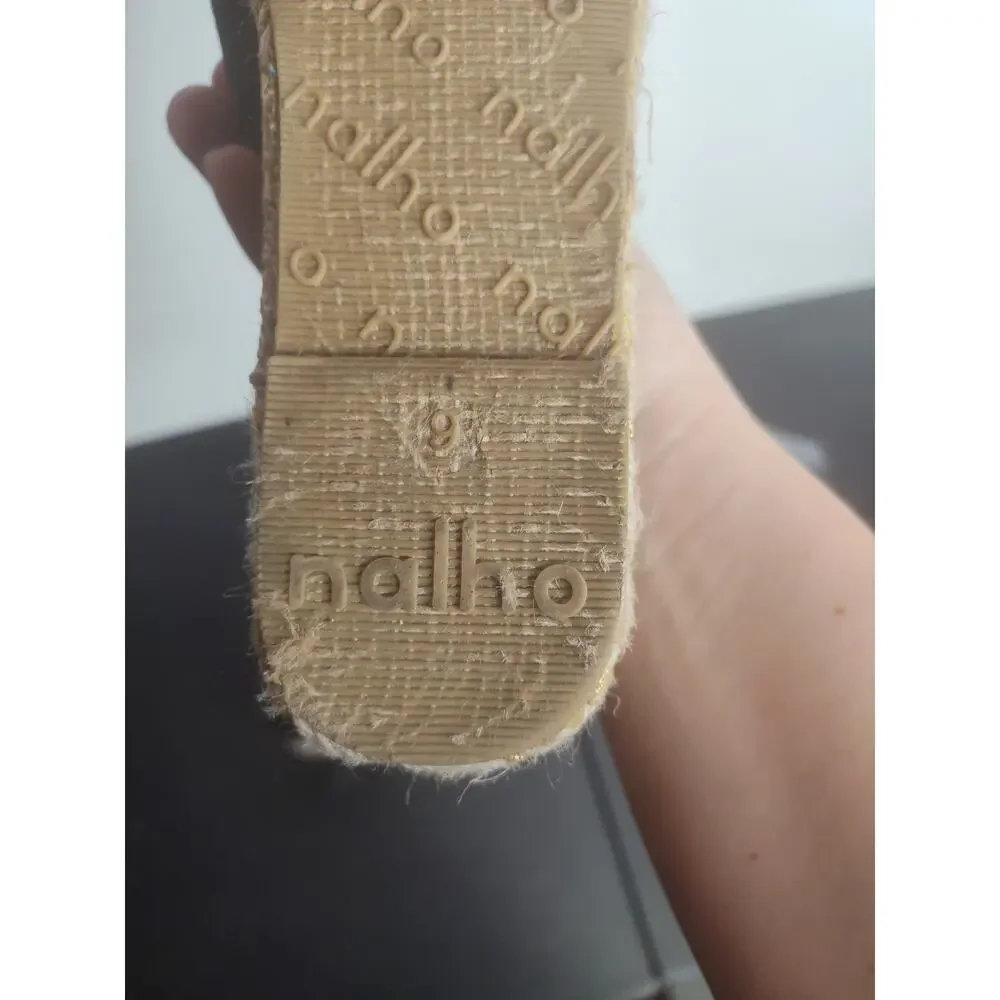 Nalho Women's Sai Vegan Suede Espadrille Yoga Mat Platform Sandals Black size 8